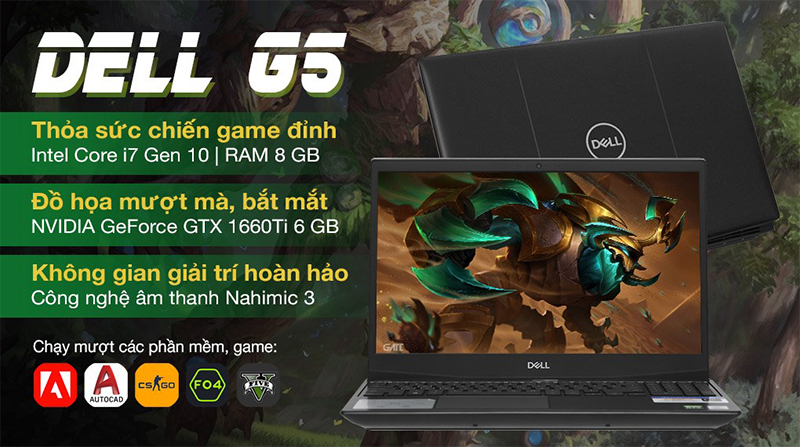 Laptop Dell Gaming G5 15 5500 i7 có khả năng chiến mọi game nặng
