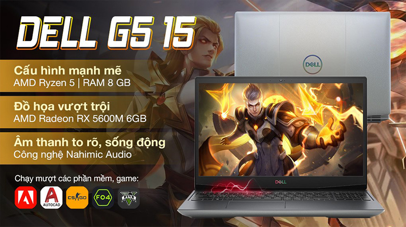 Laptop Dell Gaming G5 15 5505 R5 có cấu hình chuyên chiến game